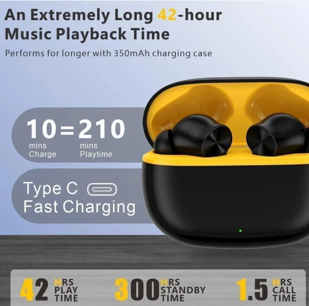 realme Buds T200 Lite Bluetooth in Ear Earbuds,4 Mic, AI ENC for Calls,48 Hours Total Playback with Fast Charging and Low Latency Gaming TWS,Google Fast Pair, with mic (Volt Black)