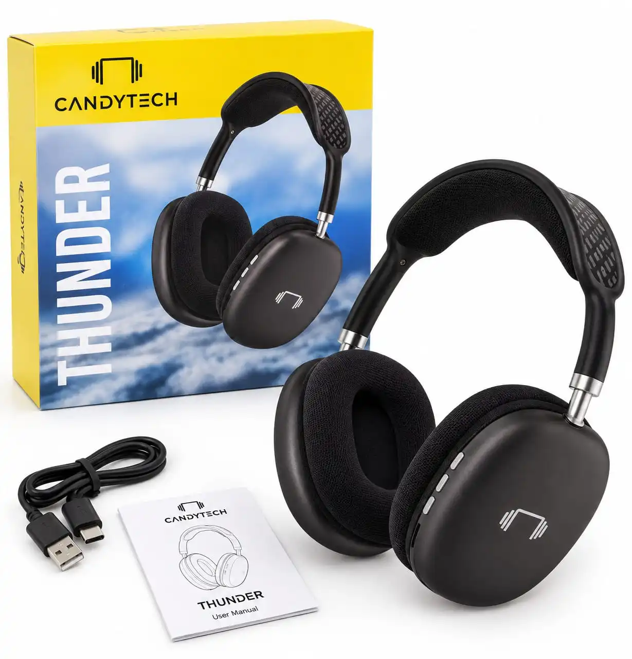 🎧 CANDYTECH THUNDER Wireless Headphones Premium & stylish over-ear headphone design.