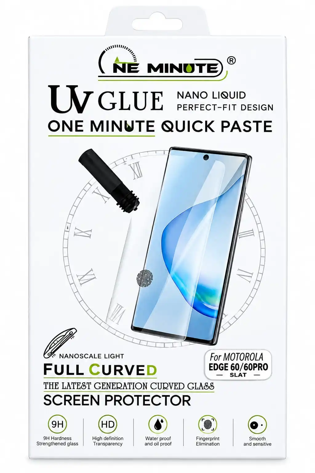 ONE MINUTE UV Glue Full Curved 9H HD Screen Protector for Motorola Edge 60 / Edge 60 Pro.