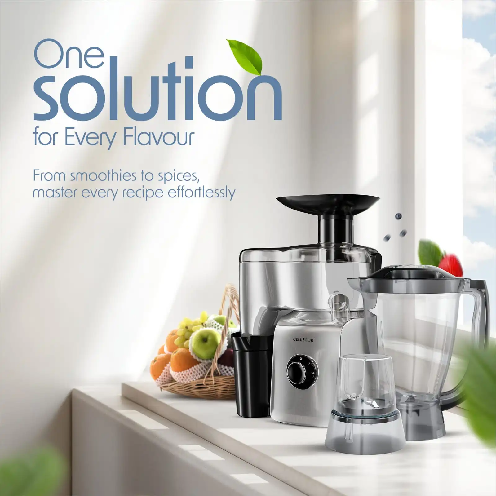 Cellecor JMGC 600 Plus Juicer Mixer Grinder. With a powerful 600W 100% pure copper motor that can reach speeds of up to 28,000 RPM (2 years warrenty)