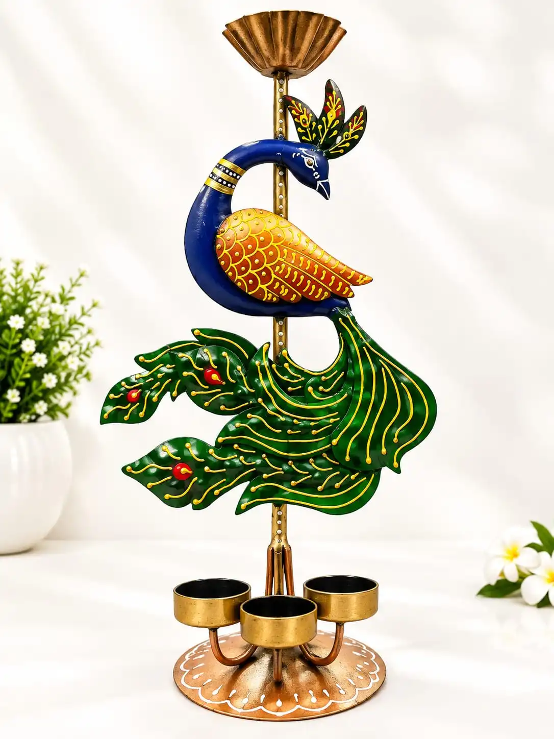 Beautiful golden finish Peacock with intricate detailing for an elegant appearance. Peaceful Design.