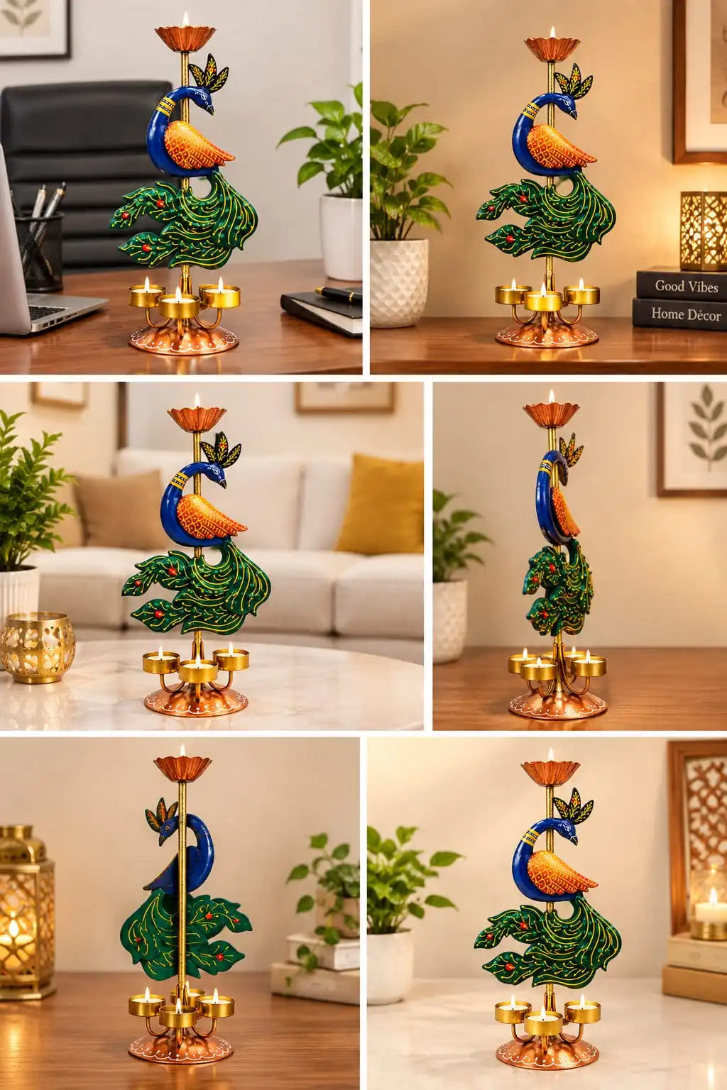 Beautiful golden finish Peacock with intricate detailing for an elegant appearance. Peaceful Design.