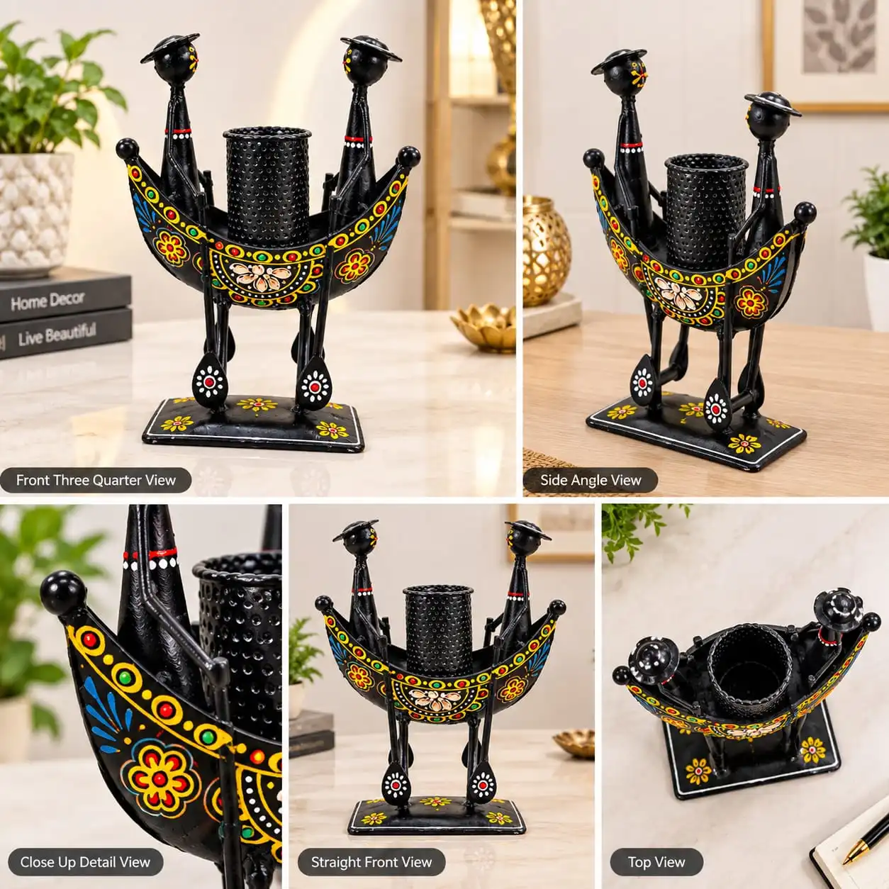Unique Boat-Shaped Design: Stylish decorative organizer inspired by a traditional boat, adding a creative touch to your space.