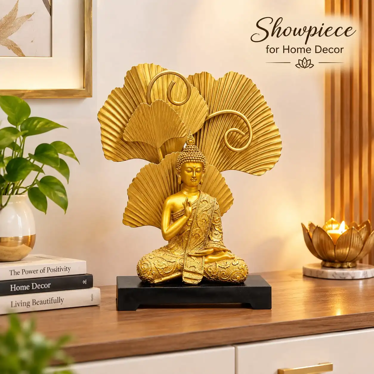 Material Metal (confirm exact alloy) Style Traditional / Modern Usage Home & Office Decor Placement Tabletop, shelf or showcase Package Contents 1 Buddha Showpiece