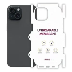 Matte Finish Full Body Cover Back Protector Compatible with iPhone 15 | Unbreakable Membrane Scratch Guard Full Fit Protective, Case Friendly, (Back & Side) (Pack of 1)