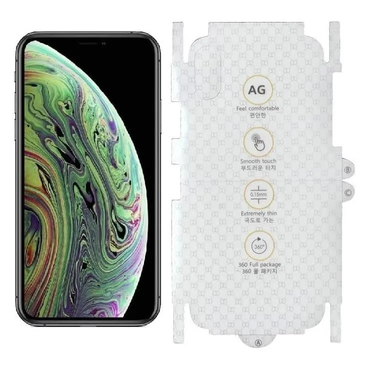 Matte Finish Full Body Cover Back Protector Compatible with iPhone Xs-max | Unbreakable Membrane Scratch Guard Full Fit Protective, Case Friendly, (Back & Side) (Pack of 1)