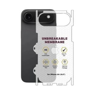 Unbreakable Membrane Back Protector for iPhone 17Air | AG Matte Smooth Touch, Extremely Thin Film, Anti-Scratch Protection, Full Package Coverage.