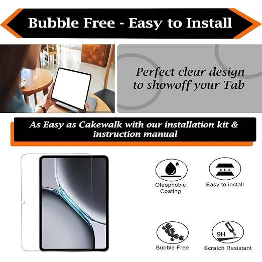 Tempered Glass Screen Guard Protector for OnePlus Pad 2 (12.1 inch) Tablet (Anti Scratch, FingerPrint, SmudgeProof) (with Easy Installation Kit) (Pack of 1).