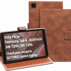 Leather Flip Magnetic Closure Card Slots Cover Case Back for Samsung Galaxy Tab A 8.0 inch (2019) SM-T290, SM-T295 (Camel Brown – Textured)
