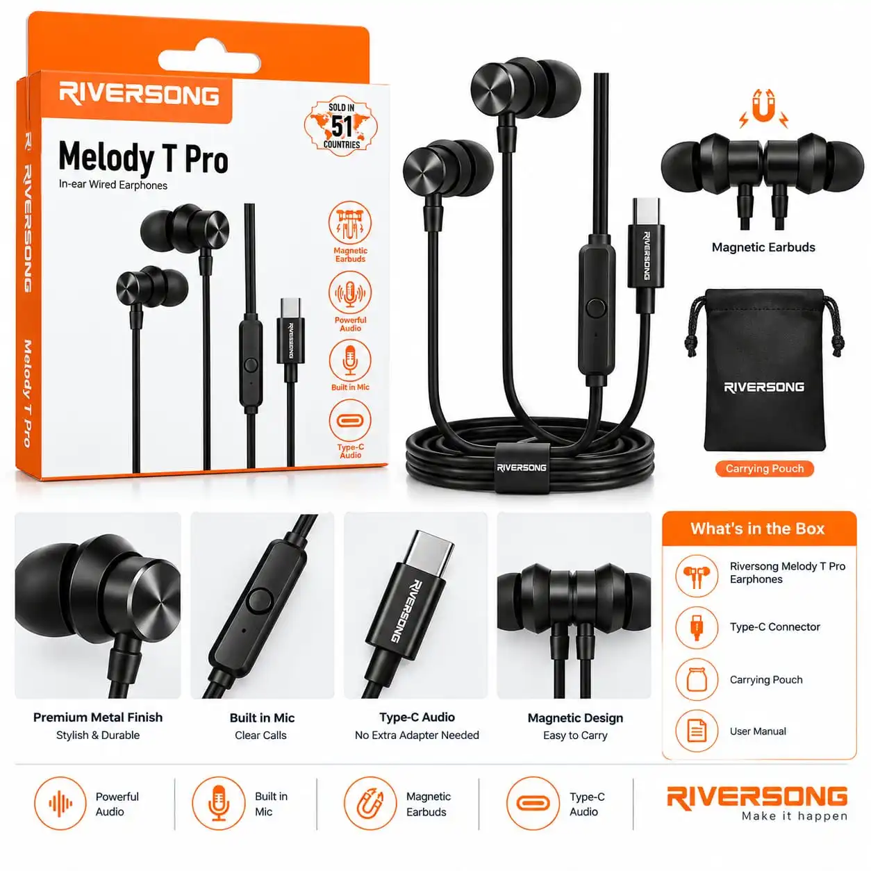  RIVERSONG Melody T Pro Premium Wired Earphones: Designed for clear and immersive everyday audio.