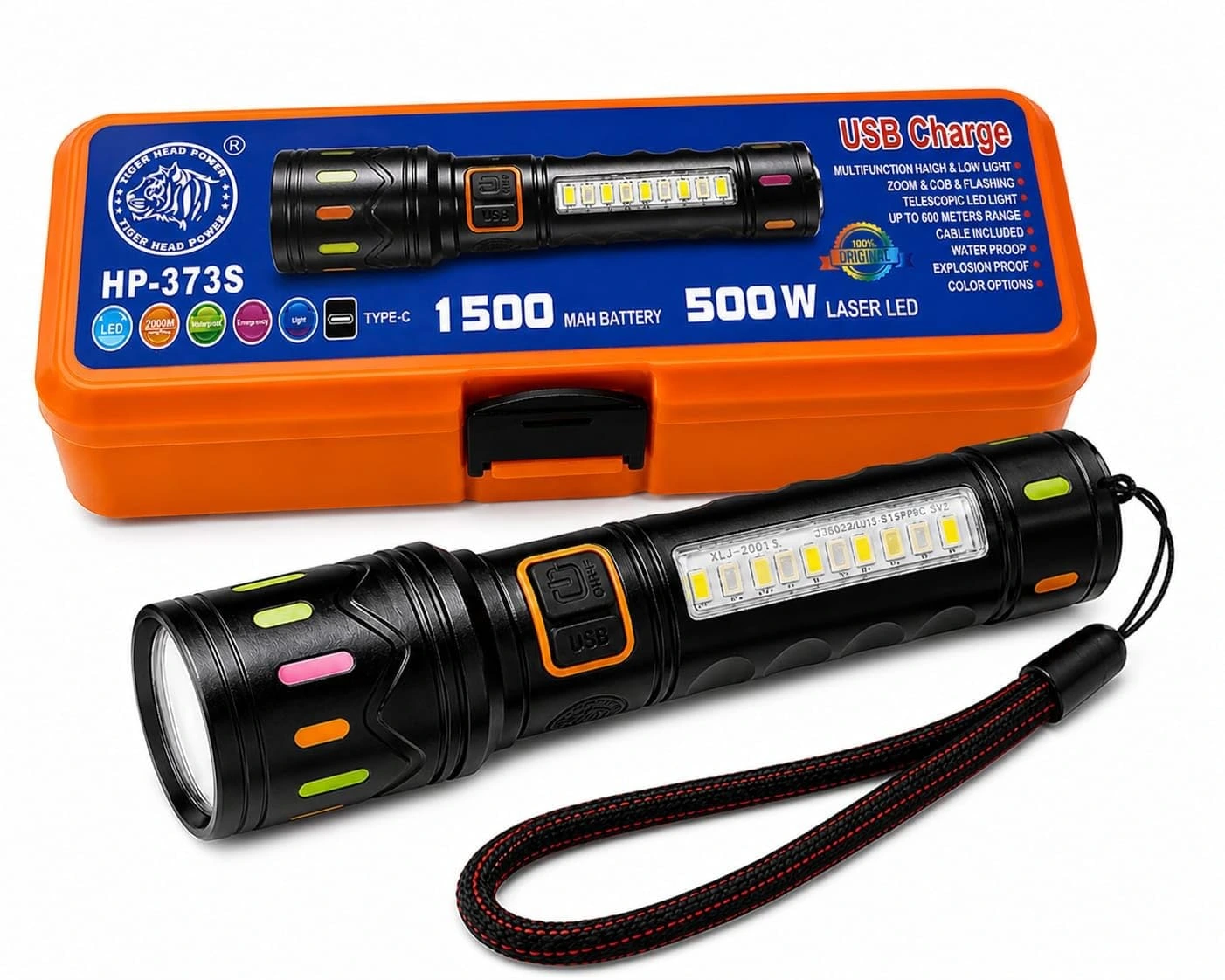 LM-7713 Torch Light High Power 1500 Lumens 3 Modes of Brightness (Multicolor)