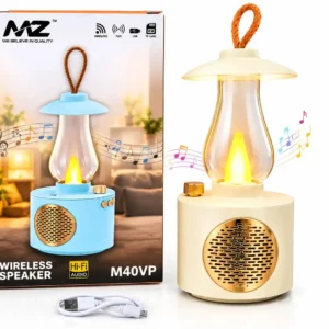 Stylish M40VP Wireless Speaker & LED Lantern with a unique decorative design. Supports Bluetooth Wireless connectivity for convenient music playback.