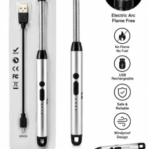 Electric Arc BBQ Lighter with a sleek and modern design. Flexible neck helps reach difficult-to-access areas.