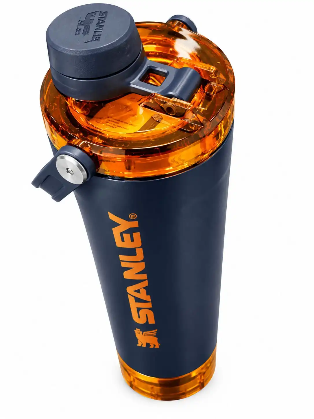 Stylish navy-blue body with attractive orange detailing and branding. Durable Construction.Shaker