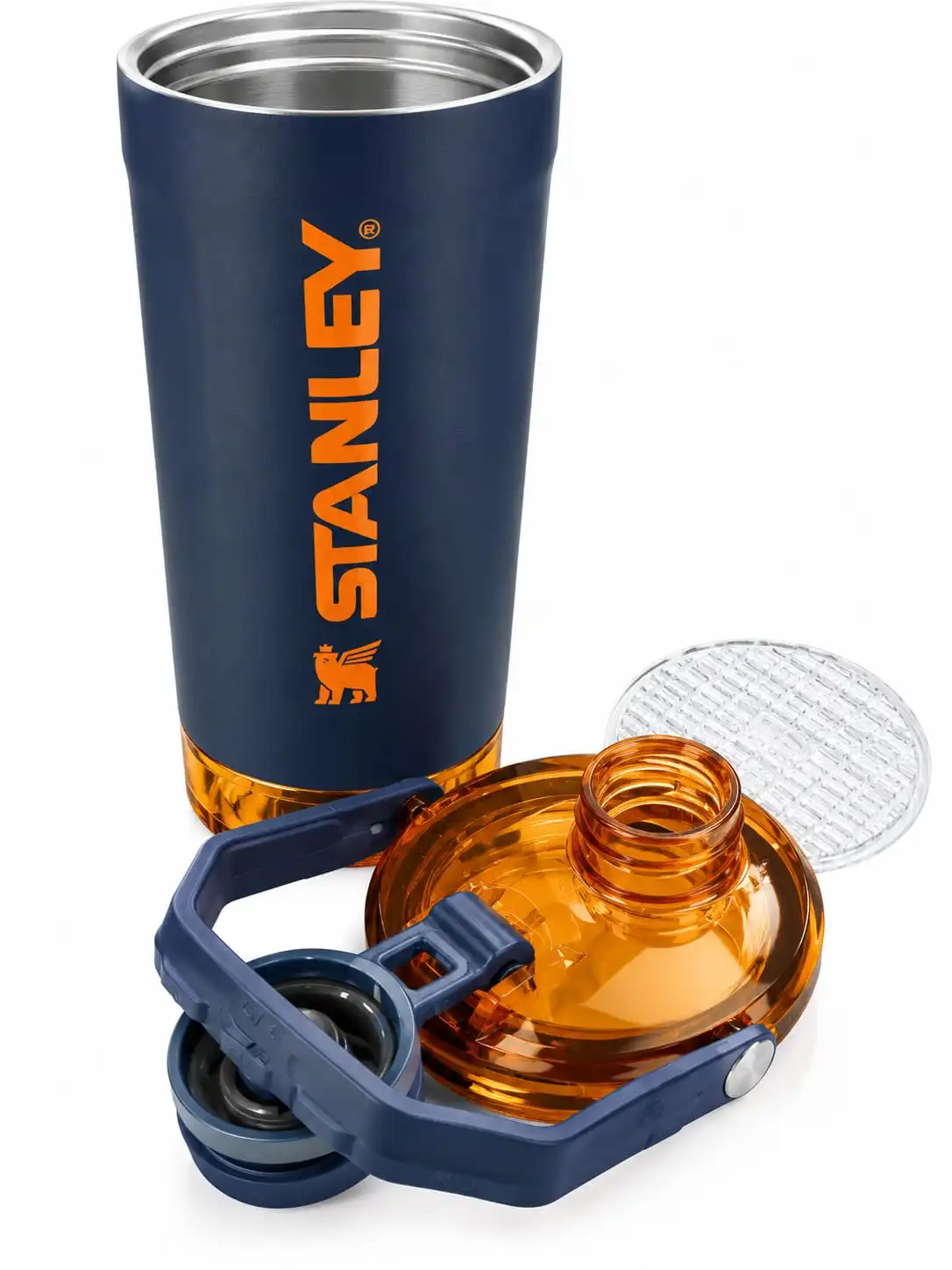 Stylish navy-blue body with attractive orange detailing and branding. Durable Construction.Shaker