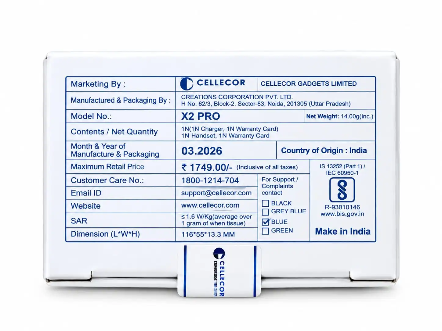 Cellecor X2 Pro is a compact and easy-to-use keypad mobile phone designed for everyday calling and basic mobile needs.