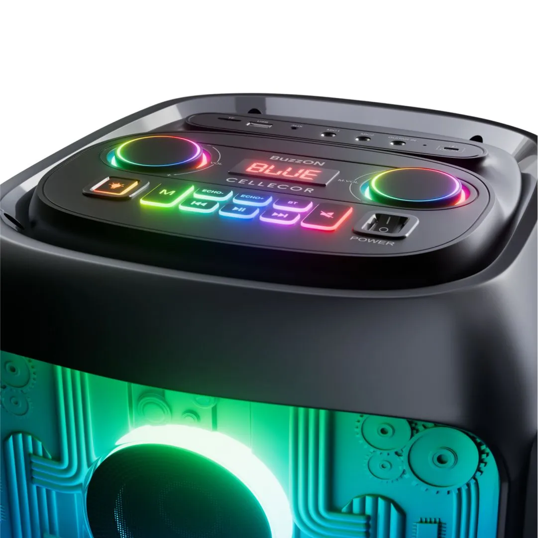 The Cellecor BuzzON Bluetooth Party Speaker packs power, style, and convenience into one. With a 1-year warranty and up to 5 hours of playtime