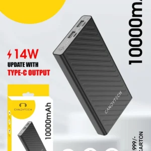 CandyTech CT-PB1 10000mAh Power Bank is a compact and durable portable charger designed for convenient everyday charging.