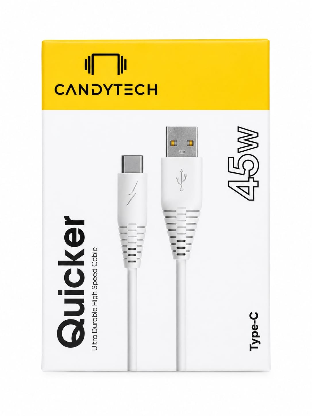Candytech Quicker 45W Type-C Data Cable - (6 MONTH WARRENTY )
