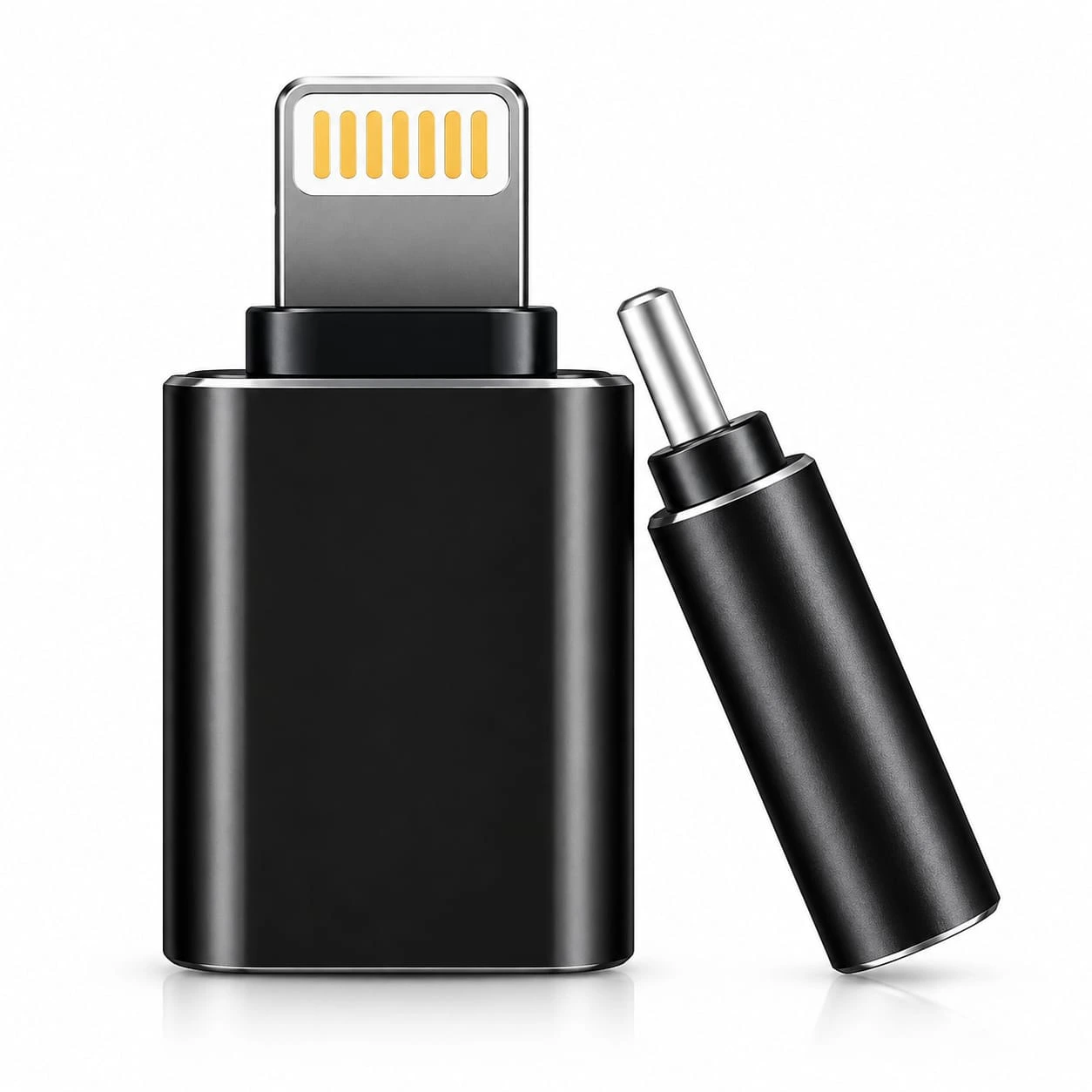 USB A to Lightning OTG Adapter is a compact and durable accessory designed to connect USB devices with Lightning-enabled devices. Its lightweight metal body makes it easy to carry and suitable for everyday use.