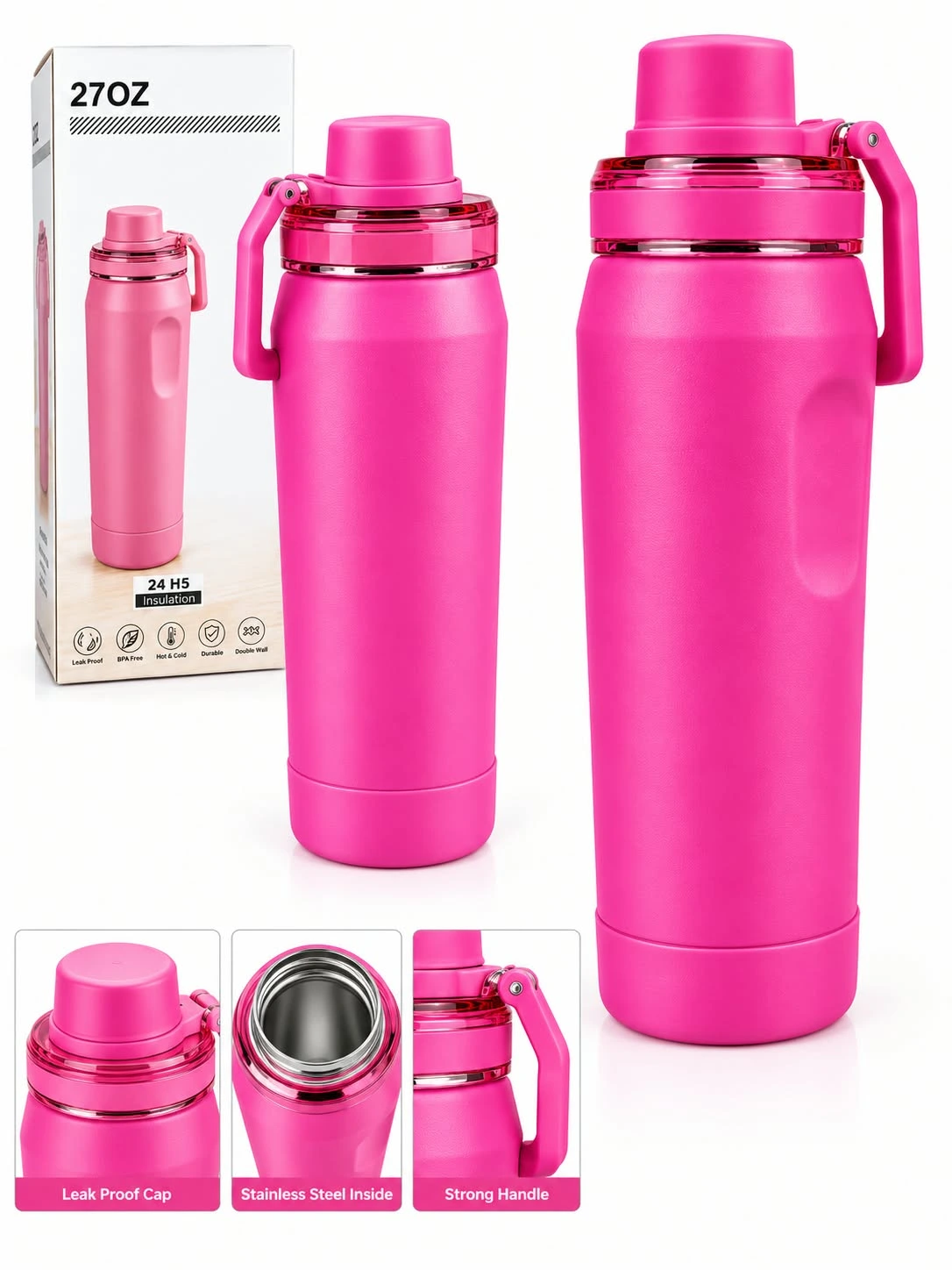 Insulated Water Bottle (MATEL) Premium Insulated Water Bottle with Handle – 270Z