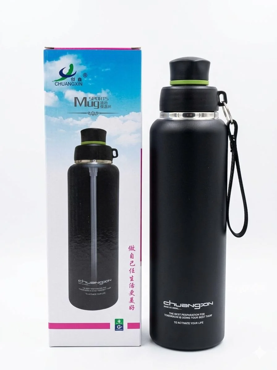 Stainless Steel & Food-Grade Plastic Matte Black Gym, Sports, Travel, Office & Daily Use.