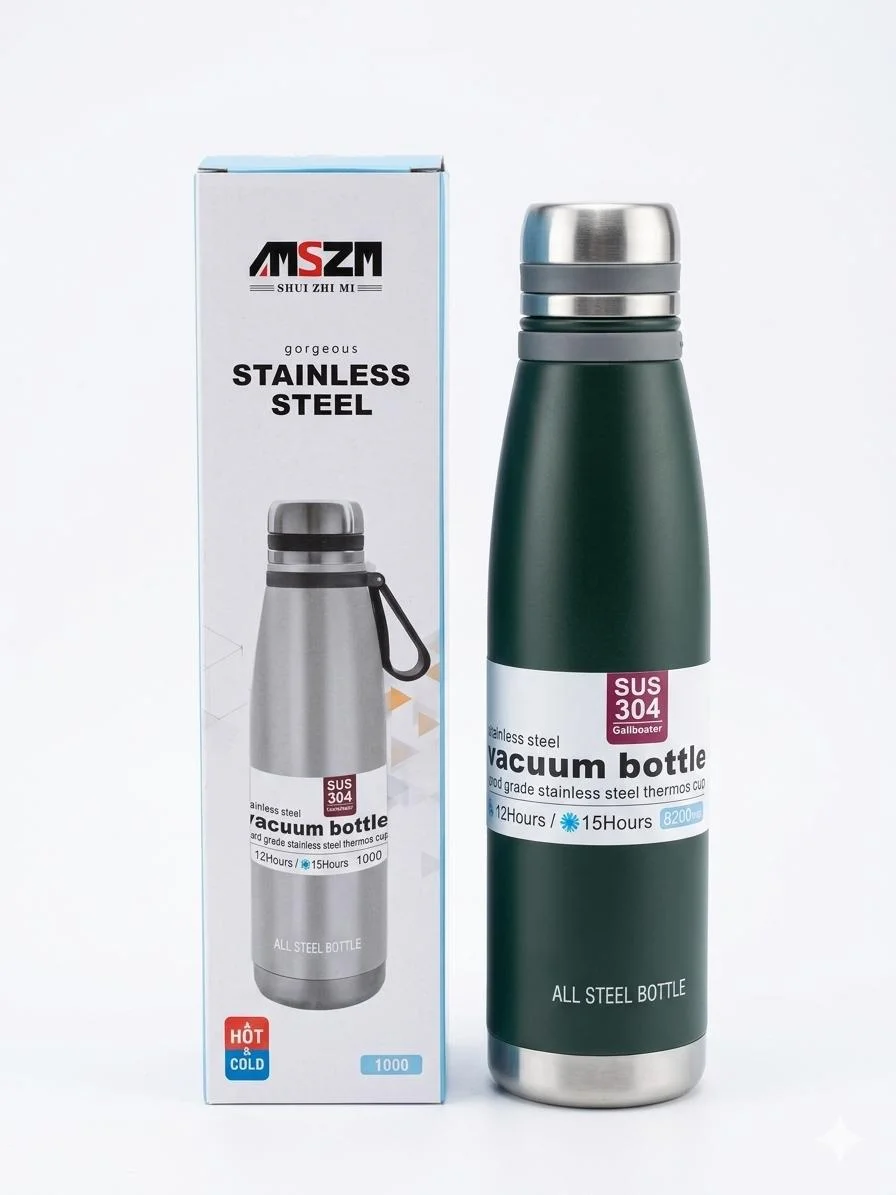 MSZM Premium Double The perfect vacuum bottle to keep your favorite beverages hot or cold for hours! Features a premium metallic finish and a stylish carrying strap. ​Key Features: