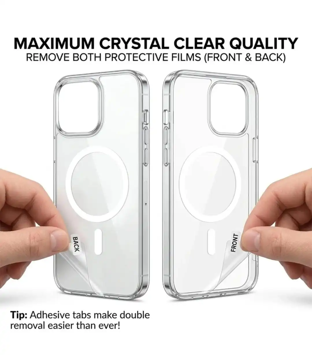 iPhone 18 Transparent Magnetic Mobile Back Cover.