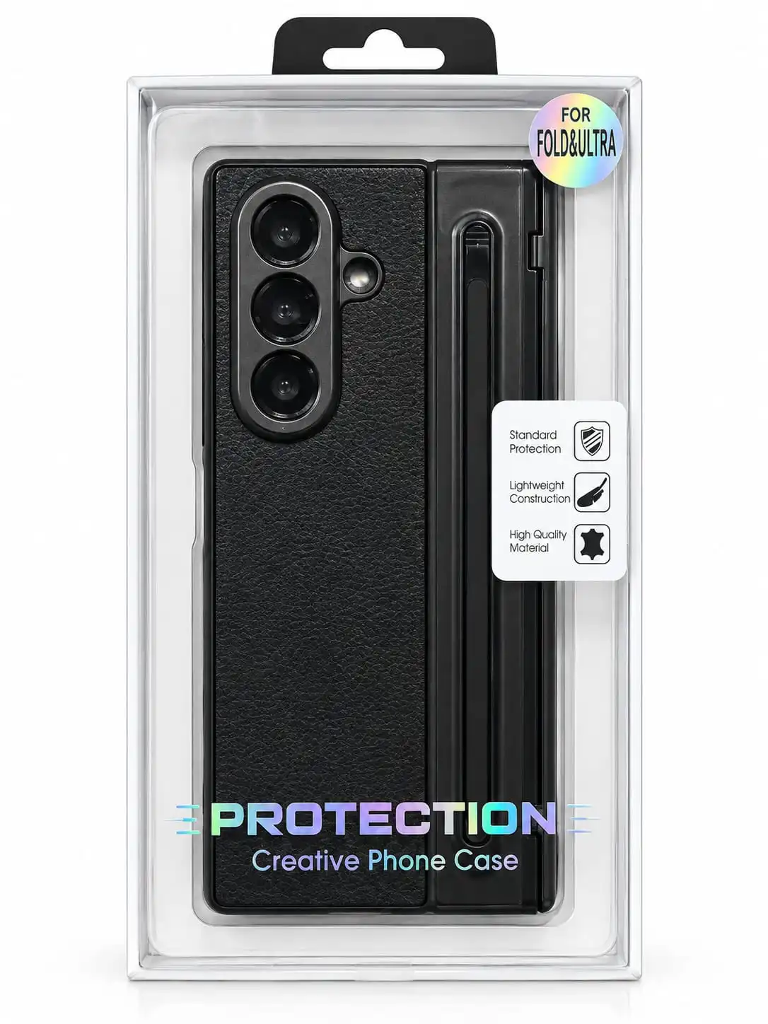 Premium Gold Leather Texture Back Cover for Samsung Galaxy Z Fold Series.