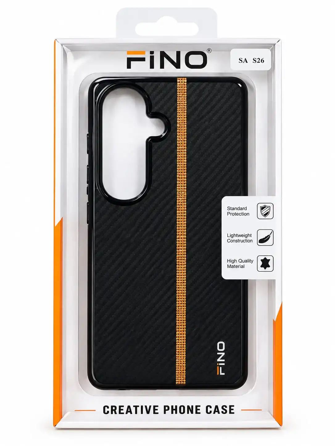 FINO Premium Black & Gold Stylish Back Cover for Samsung S26.