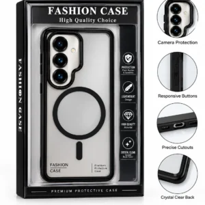 Fashion Case Samsung S26 Crystal Clear Magnetic Back Cover – Black.