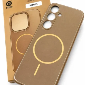 Glossy Sparkle Magnetic Back Cover for Samsung Galaxy S25 – Premium Brown.