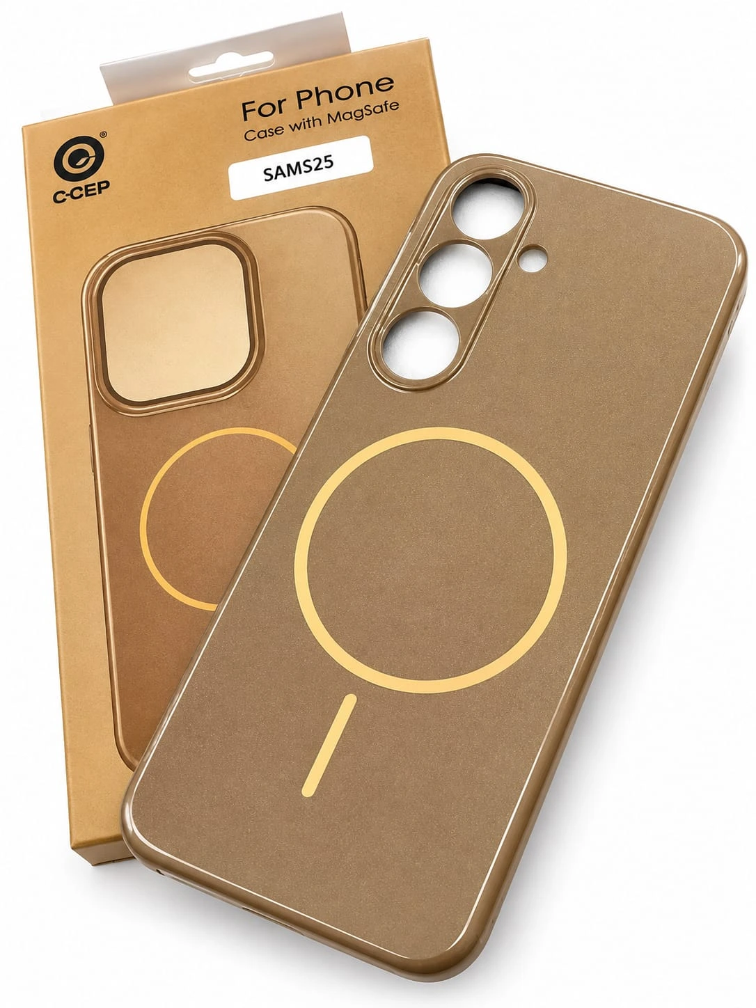 Glossy Sparkle Magnetic Back Cover for Samsung Galaxy S25 – Premium Brown.