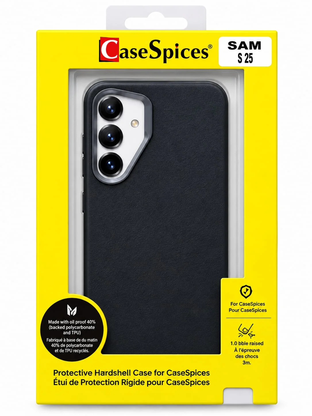 CaseSpices Premium Black Hard Shell Back Cover for Samsung Galaxy S25.