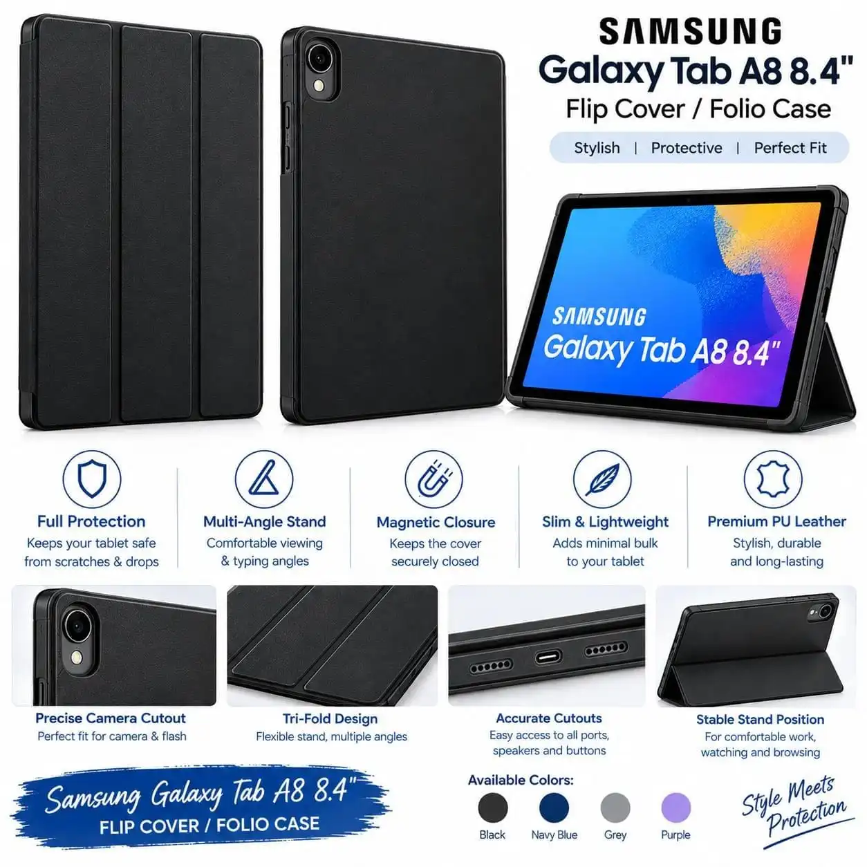 [Compatibility] - Designed exclusively compatible with Samsung Galaxy Tab A8 10.5 inch 2022 2021 (SM-X200/ SM-X205/ SM-X207). NOT compatible with other models.