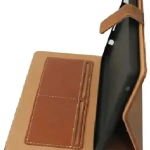 Leather Flip Stand Case Cover for Realme Pad Mini 8.7 Inch Tablet, Solid Pattern, 200 Grams (Brown)
