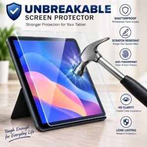 Tempered Glass Screen Protector for Samsung Galaxy Tab S9 FE Plus / S9+ / S10+ / S8 Plus / S7 FE 12.4 inch | 9H Hardness, HD Clear, Scratch Resistant, Bubble-Free Installation (1 Pack)