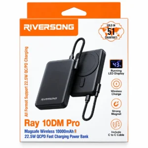 Riversong Ray 10DM Pro MagSafe Wireless Power Bank – 10000mAh, 22.5W Fast Charging.With 1 Year Warrenty.
