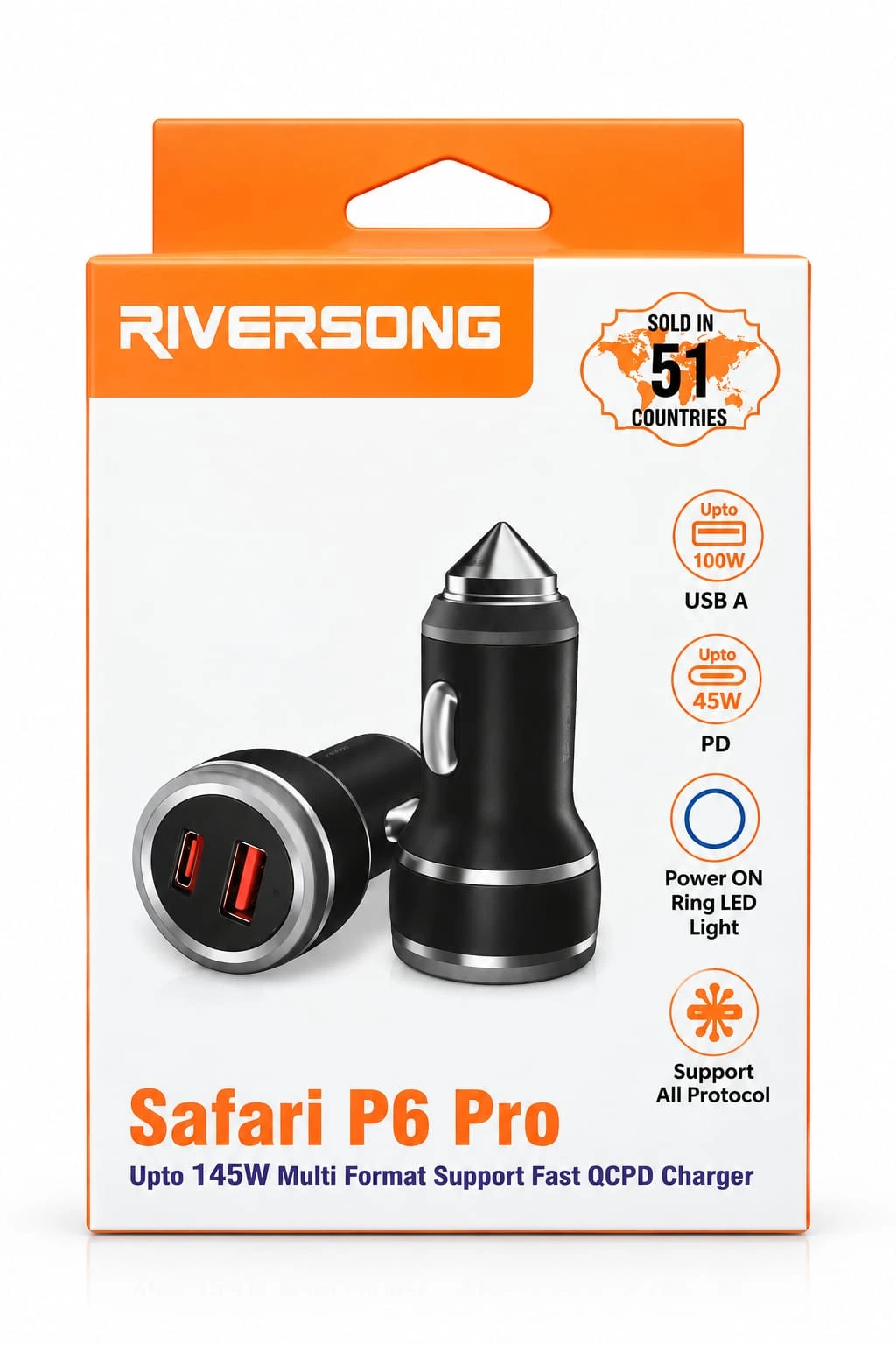 RiverSong Safari P6 Pro 145W Fast Car Charger – With 1 Year Warranty.