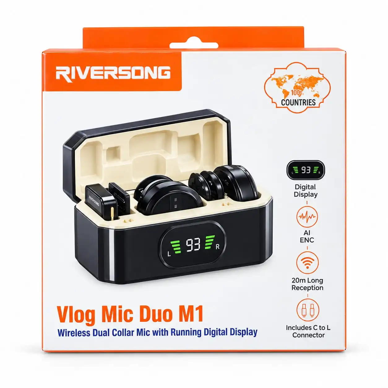 RIVERSONG Vlog Mic Duo M1 – Wireless Dual Collar Microphone. 1 Year Warranty.