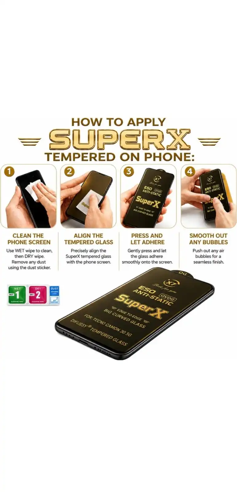 Edge to Edge Super X Tempered Glass Screen Protector for Samsung Galaxy A06/A07.