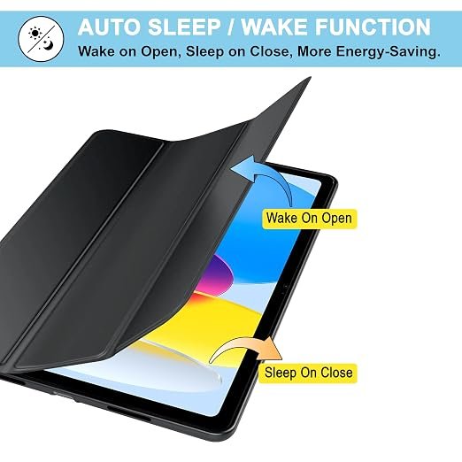 iPad 10 (10th Gen)/ iPad 11 (11th Gen) A16 2025 10.9 in Tri-Fold Flip Folio Cover | Pencil Holder | Auto Wake-Up/Sleep Mode | Multi View Angles Stand TPU Back cover.