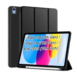 iPad 10 (10th Gen)/ iPad 11 (11th Gen) A16 2025 10.9 in Tri-Fold Flip Folio Cover | Pencil Holder | Auto Wake-Up/Sleep Mode | Multi View Angles Stand TPU Back cover.