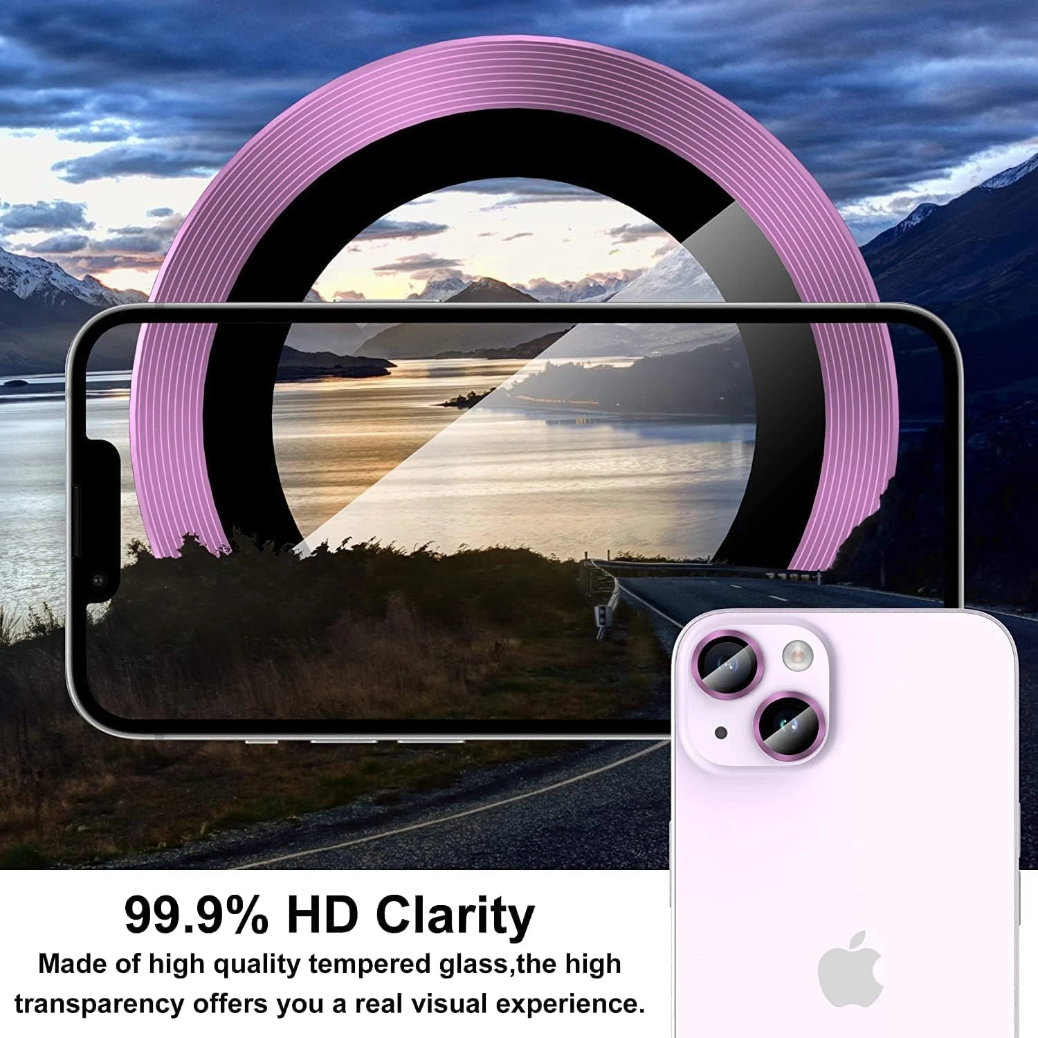 iPhone 15/15 Plus/14/14 Plus Camera Lens Protector, 2 Pack, Black.