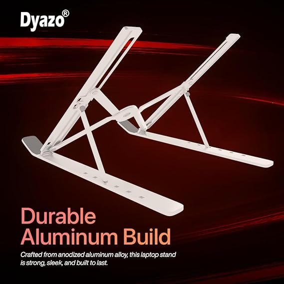 6 Angles Adjustable Aluminum Ergonomic Foldable Portable Tabletop Laptop/Desktop Riser Stand Holder Compatible for MacBook, HP, Dell, Lenovo & All Other Notebook (Silver)