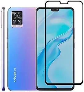 Crystal Clear Full Glue Edge to Edge Tempered Glass Screen Protector 2021 (Mobile Phone, Black Vivo V20 Pro)